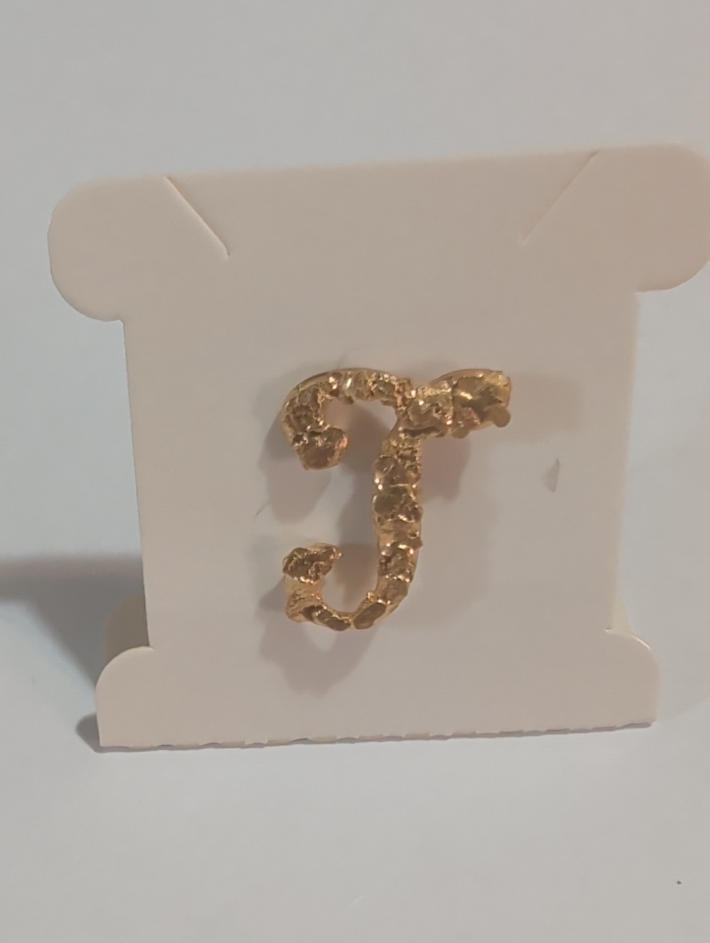 23 Kt Gold Nugget Letter J Brooch - Classic Initial Pin